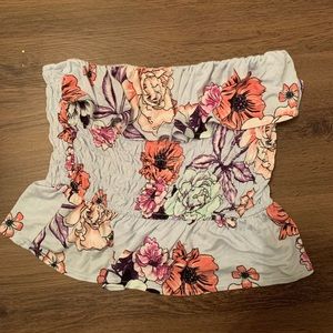 Floral tube top with ruffle